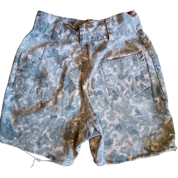 23W Vintage 70's Women's Shorts Zoo Print Animals Soft Denim Cutoff Snap Buttons - Picture 4 of 8